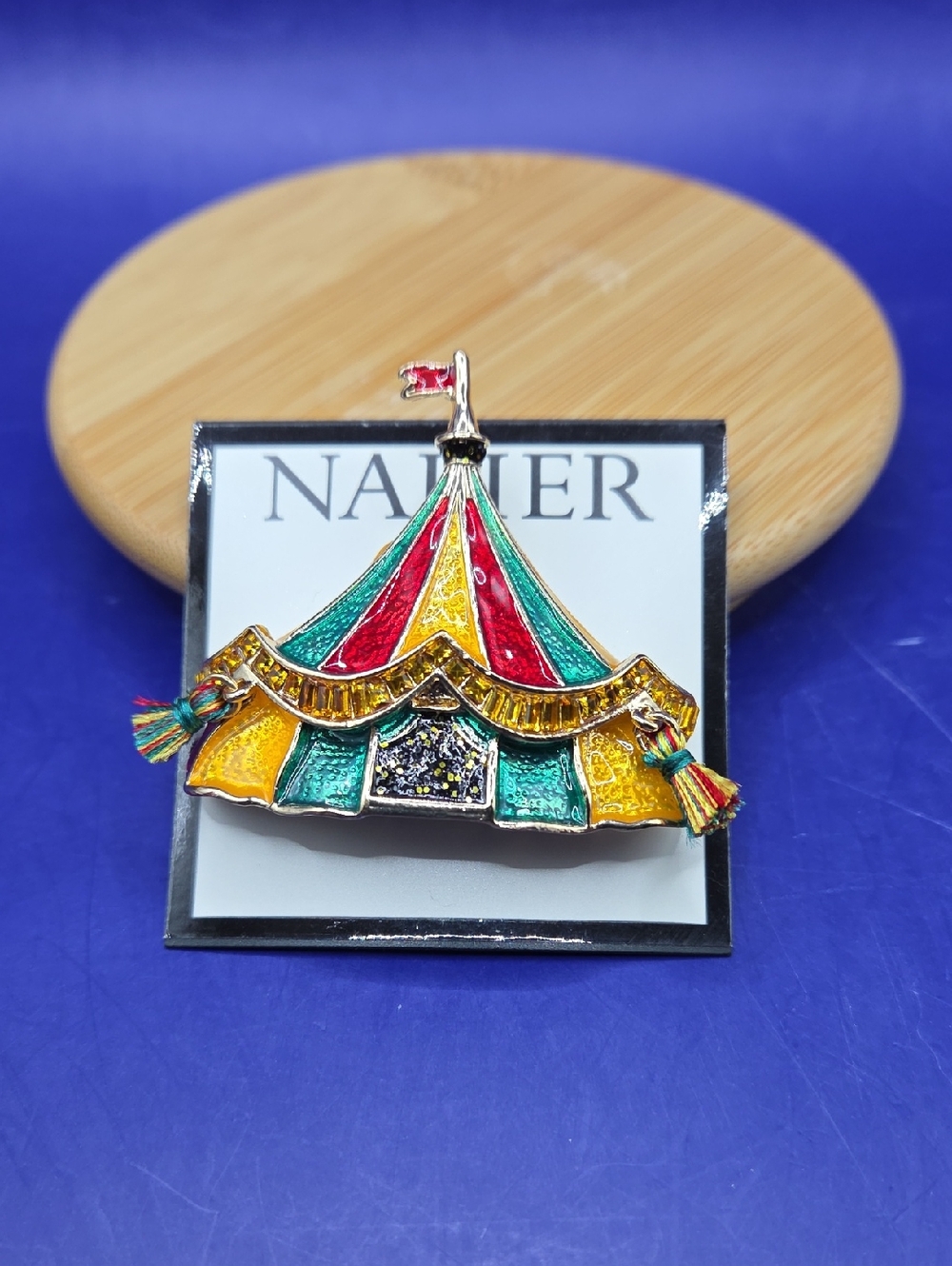 Napier Colorful Circus Tent Pin - Red, Green & Yellow Enamel